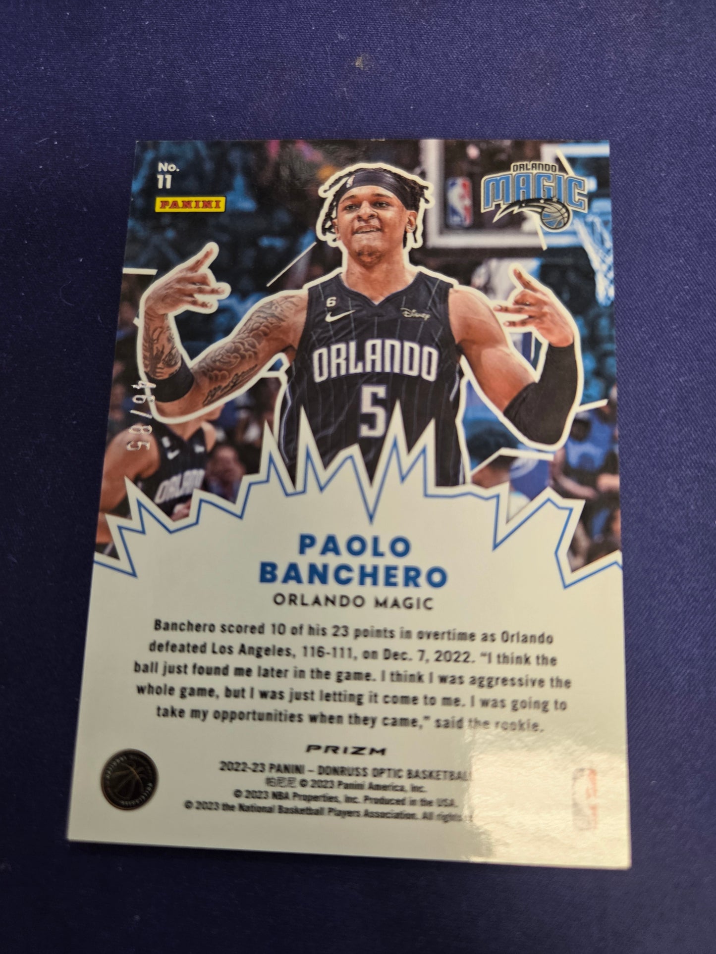 Paolo Banchero My House BLUE /85 RC 2022-23 Optic