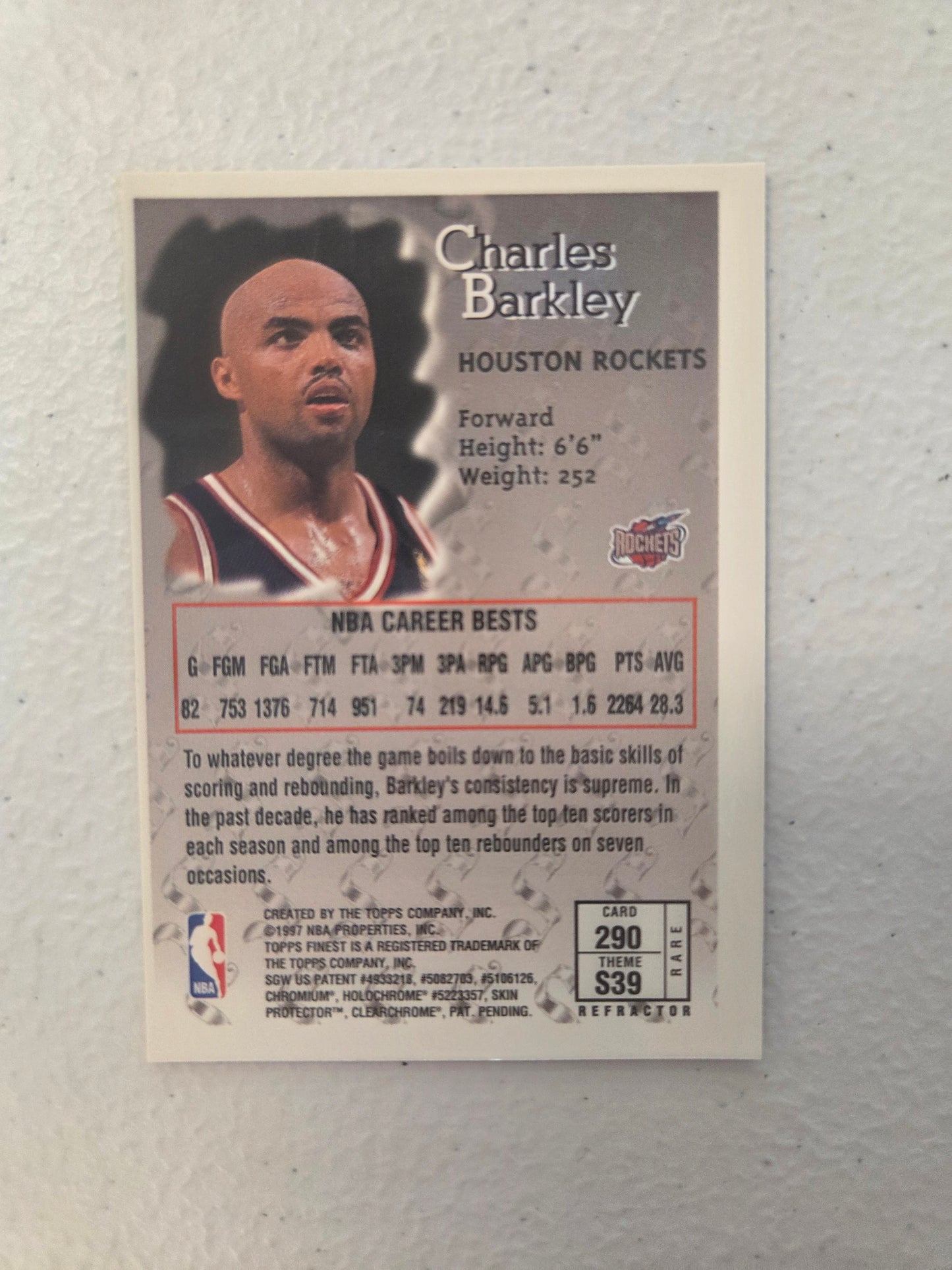 Charles Barkley 1997-98 Topps Finest Gold Refractor