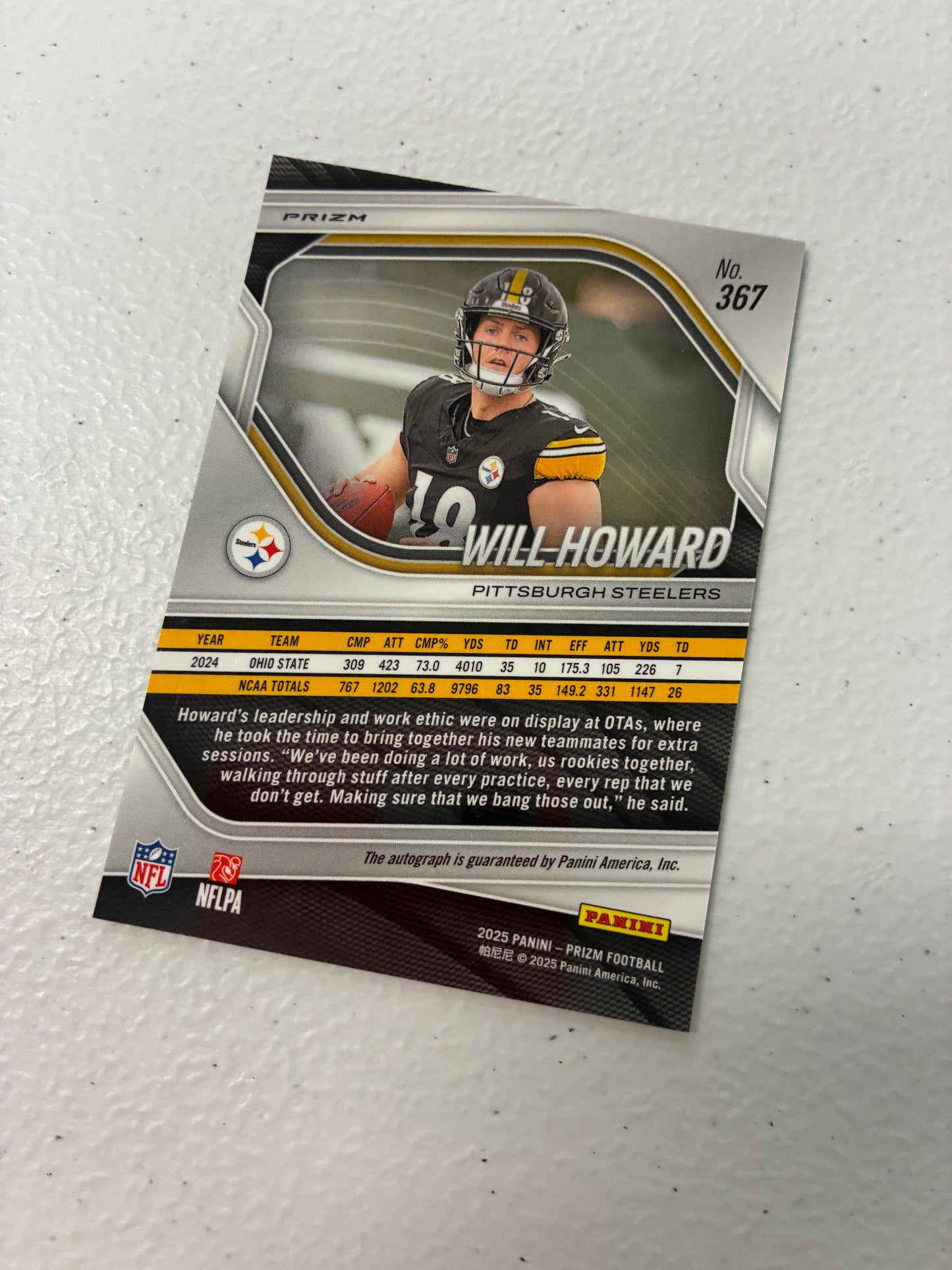 Will Howard Auto RC 2025 Prizm NM