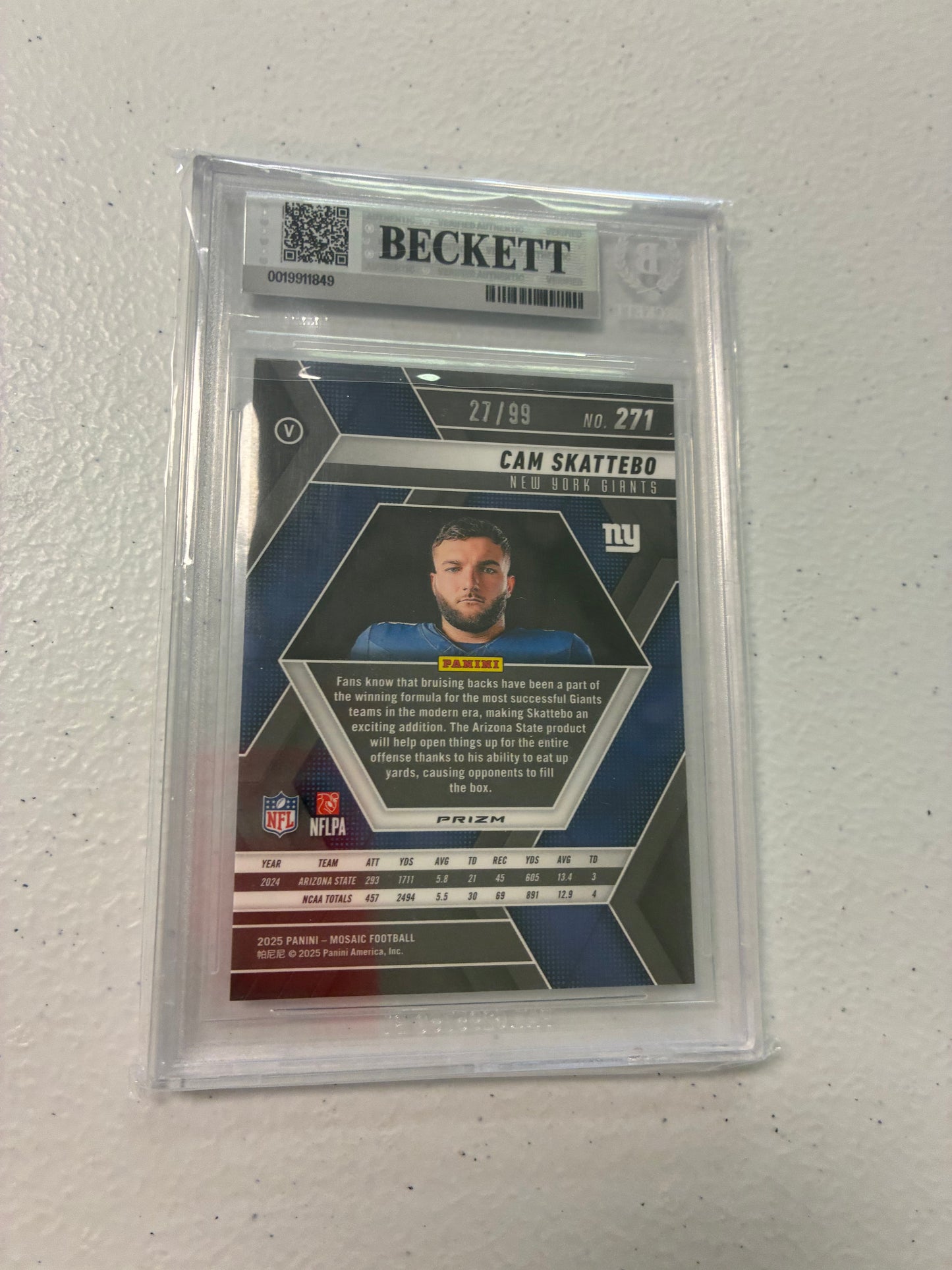 Cam Skattebo Blue Disco /99 RC 2025 Mosaic BGS 9 NM