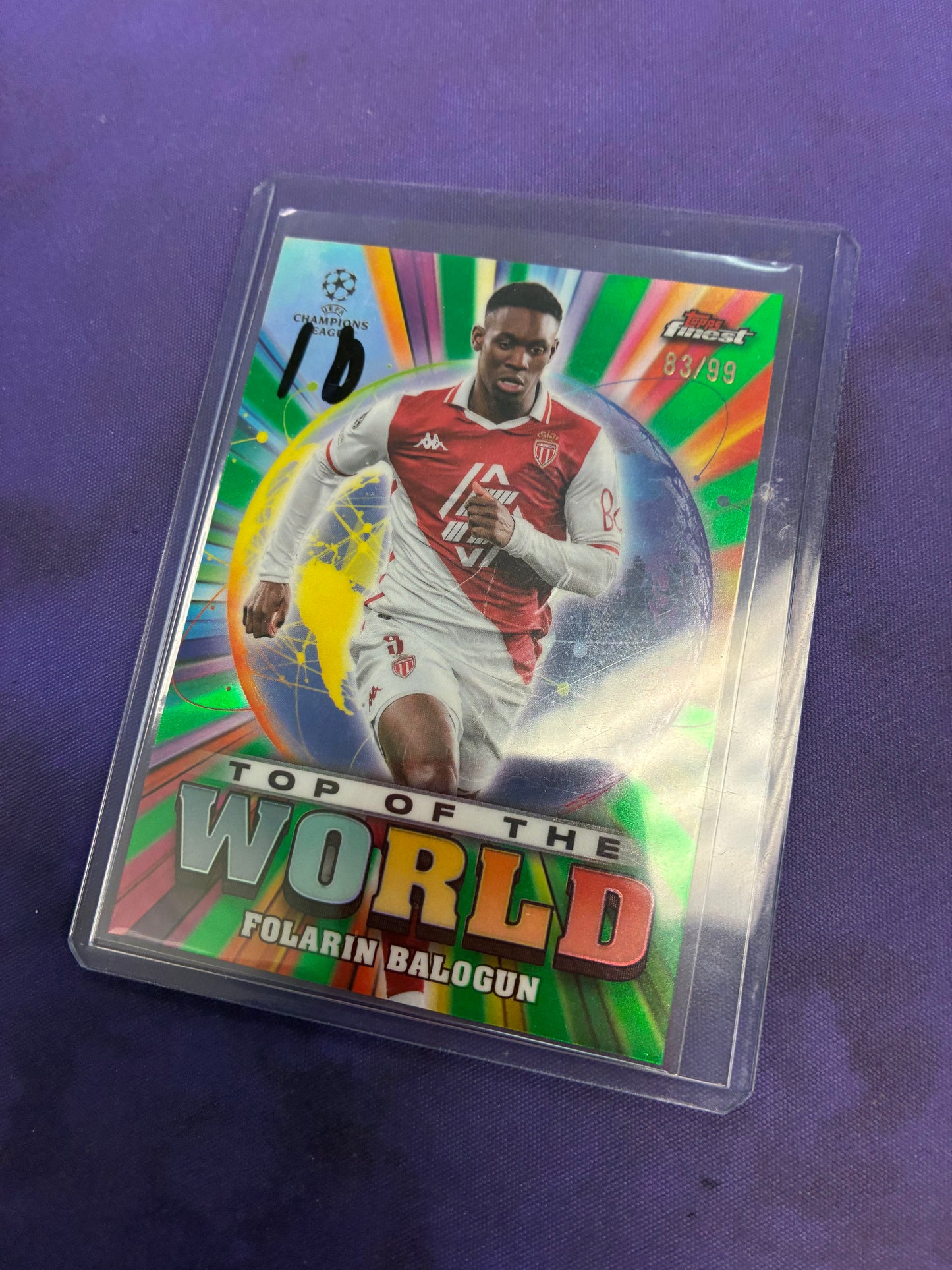 Folarin Balogun Green Top of the World Refractor /99 2025 Finest NM