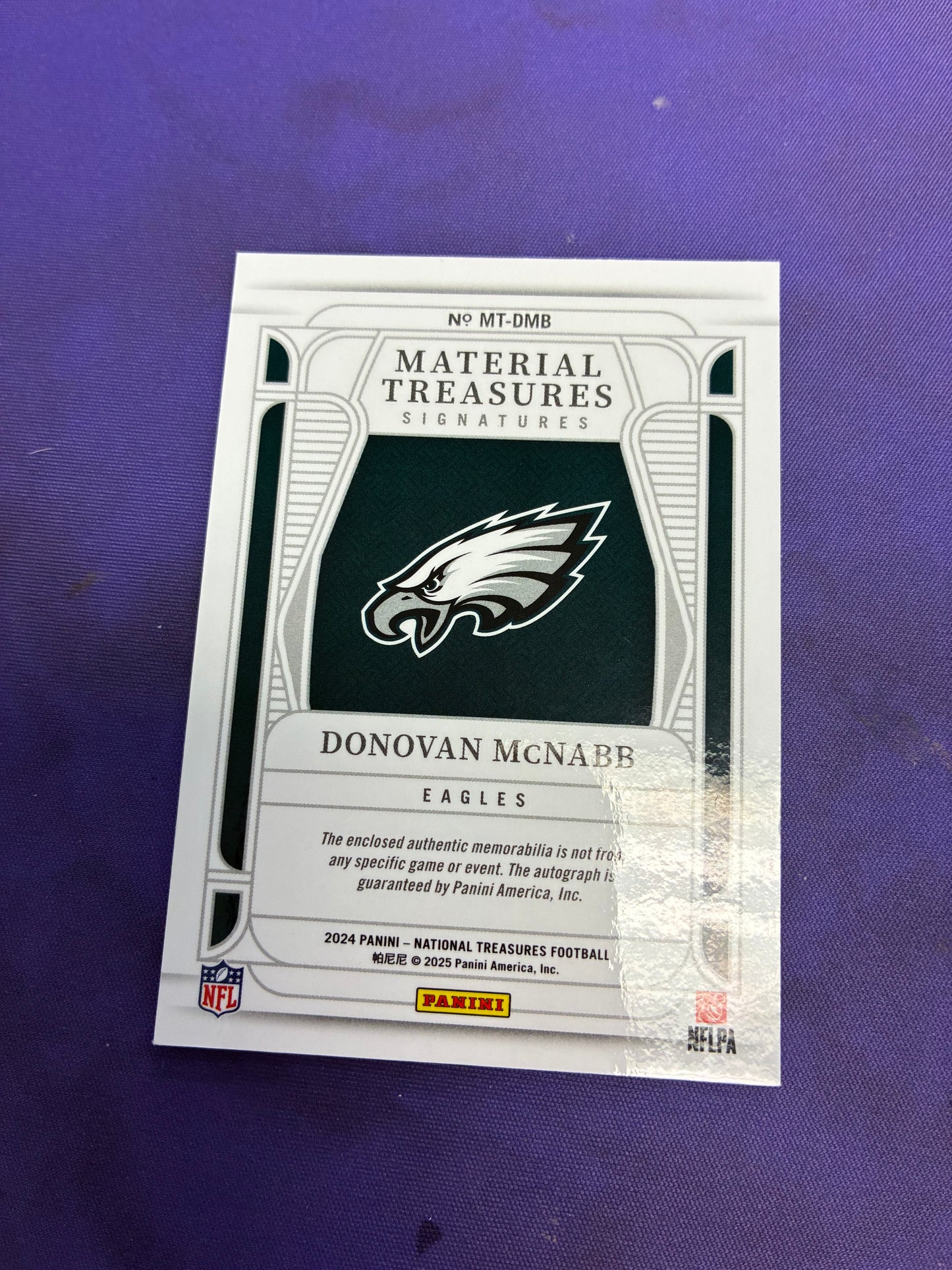 Donovan McNabb Patch Auto /49 2024 National Treasures NM