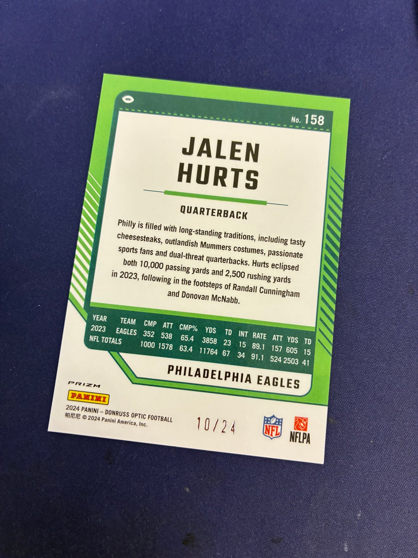 Jalen Hurts Green Dragon Scale /24 2024 Optic NM