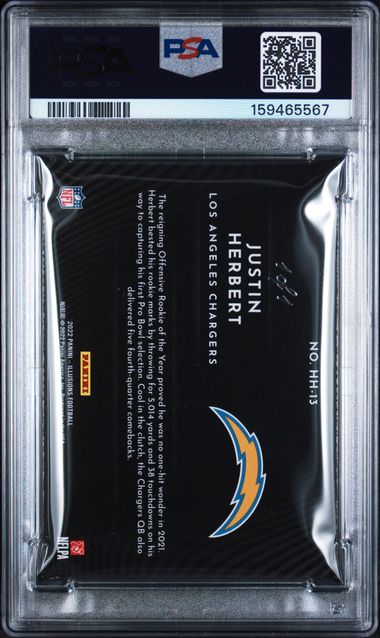 Justin Herbert #HH-13 - 2022 Panini Illusions HoloHeroes Football PSA 9