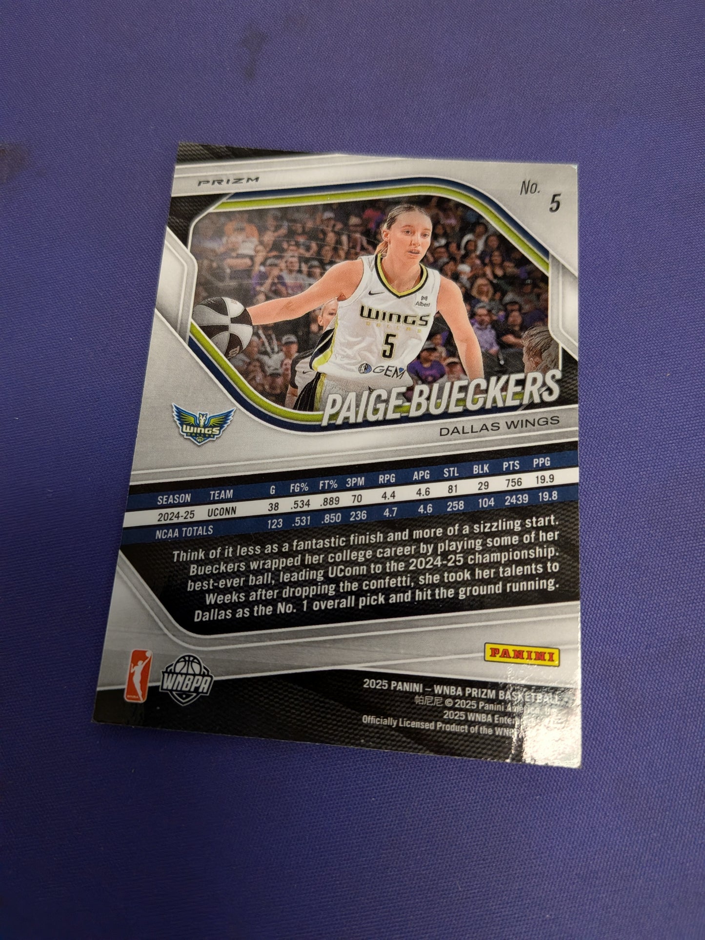 Paige Bueckers Ice RC 2025 WNBA Prizm