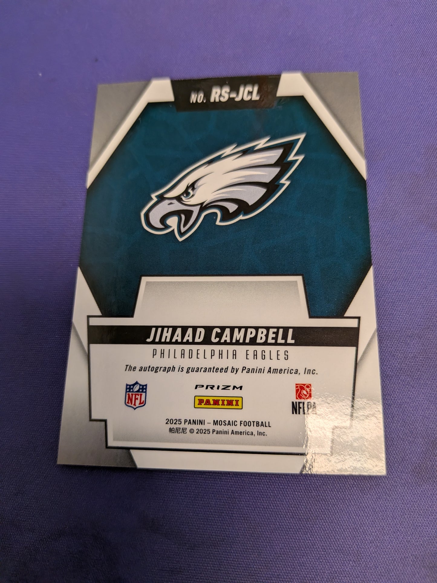 2025 Panini Mosaic Jihaad Campbell Scripts RC Auto #RS-JCL Eagles Rookie