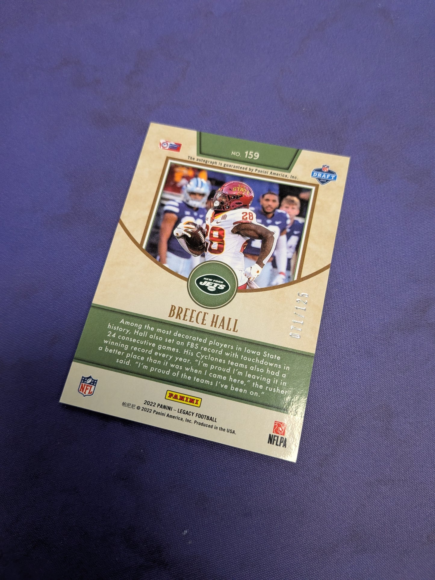 Breece Hall RC AUTO /125 2022 Legacy Football