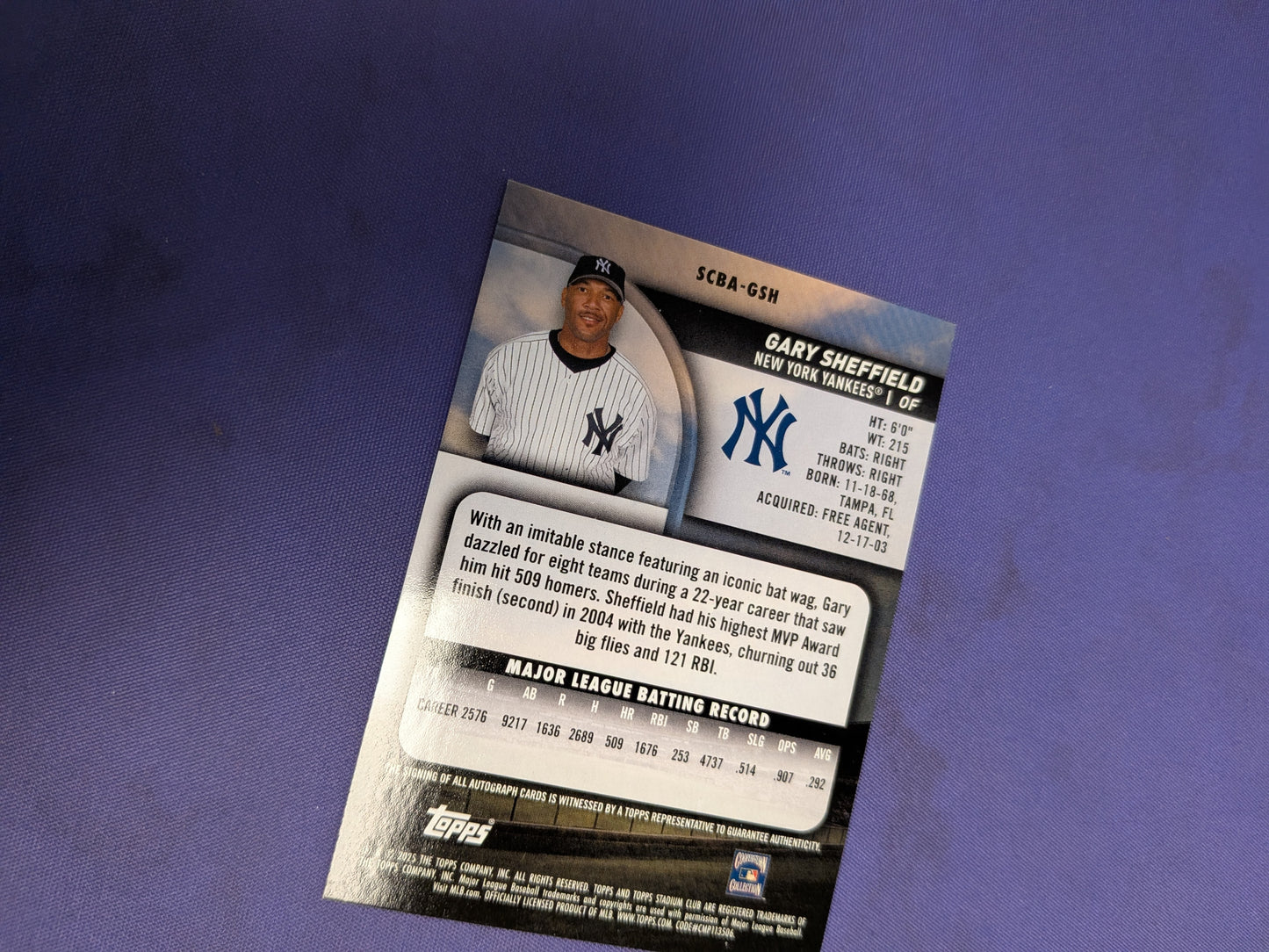 Gary Sheffield /99 AUTO 2025 Topps Stadium Club