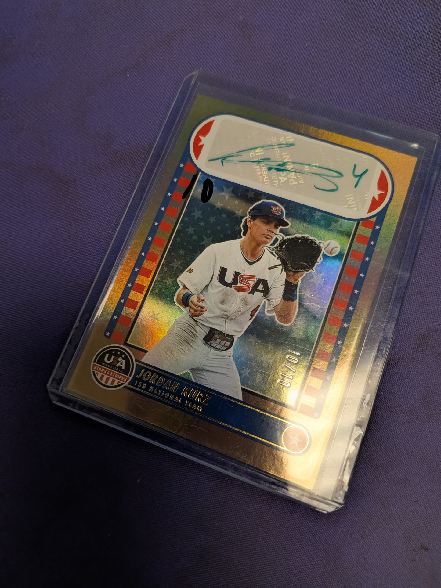 Jordan Kurz #NTS-JK - 2025 Panini Stars and Stripes 15U National Team Signature Baseball NM Gold /10