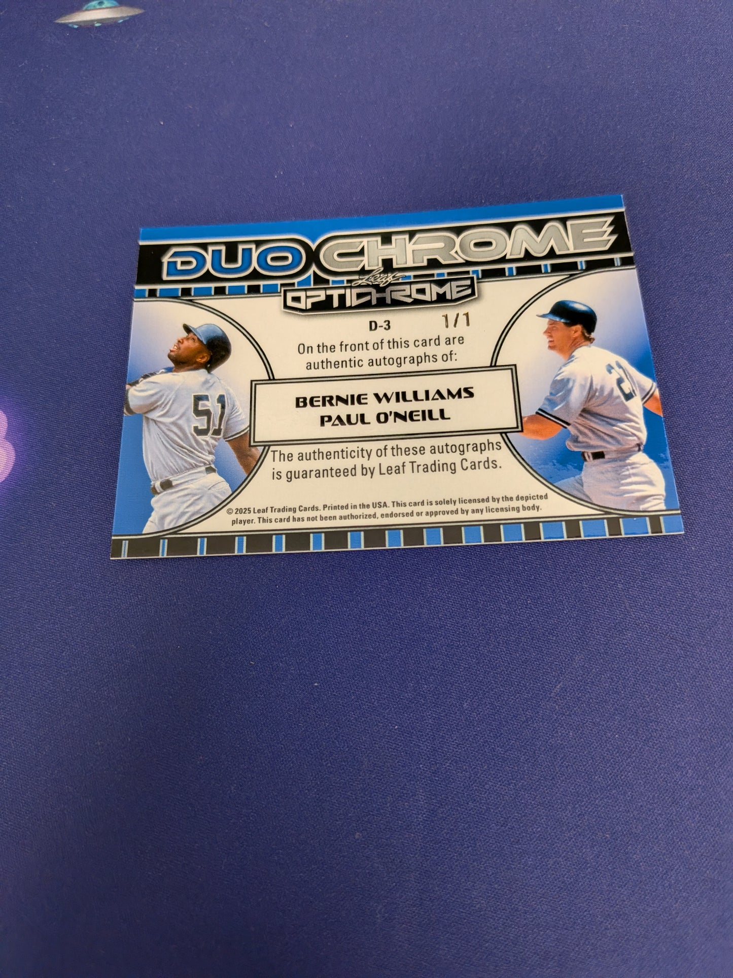 Bernie Williams / Paul O'Neill Duo Chrome Dual AUTO 1/1 2025 Leaf