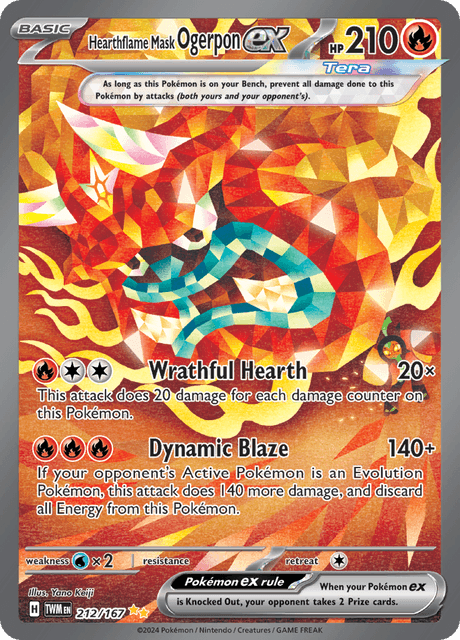 Hearthflame Mask Ogerpon ex 212/167 - Twilight Masquerade (TWM) NM