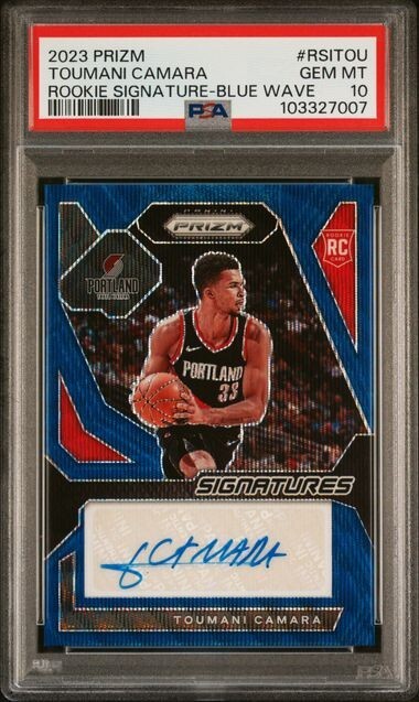 Toumani Camara Blue Wave Sigantures RC PSA 10 2023-24 Prizm