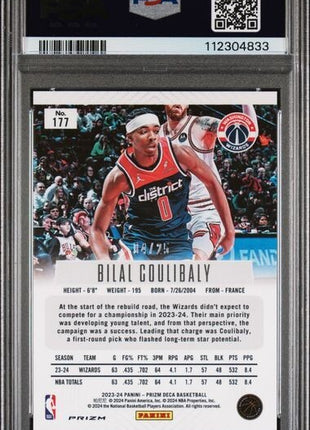 Bilal Coulibaly Mojo Prizm /25 PSA 9 RC 2023-24 Prizm Deca