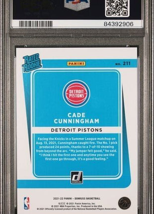 Cade Cunningham Holo Gold Laser /10 RC PSA 10 2021-22 Donruss