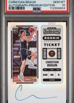 Christian Braun Rookie Ticket Auto RC Premium Edition 2022-23 Contenders PSA 10