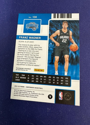 Franz Wagner The Finals AUTO /49 RC 2021-22 Contenders