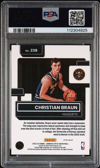 Christian Braun RC Lucky Envelopes /8 PSA 10 2022-23 Donruss Optic POP 1