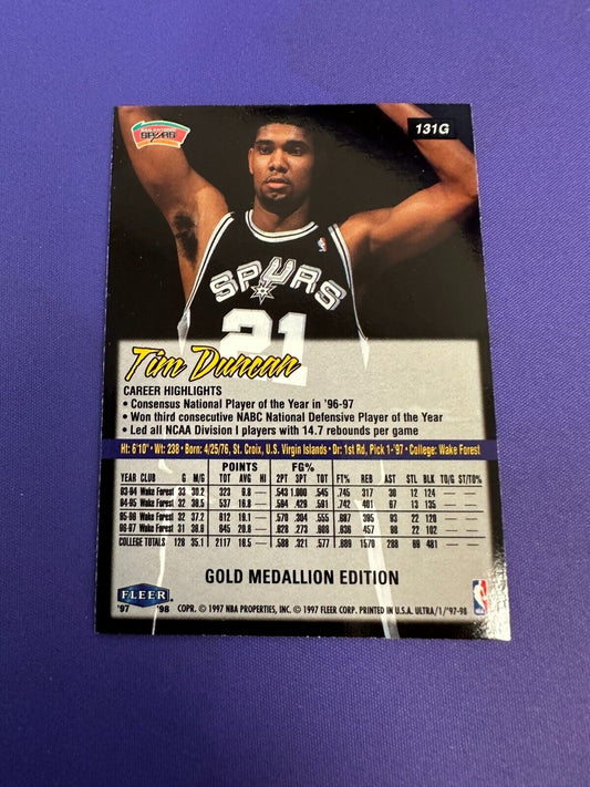 Tim Duncan Gold Medallion Edition RC 1997-98 Fleer Ultra