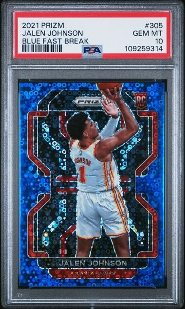 Jalen Johnson Blue Fast Break /150 PSA 10 RC 2021-22 Prizm