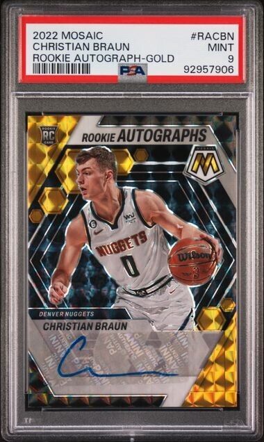 Christian Braun Gold /10 RC AUTO PSA 9 2022-23 Mosaic