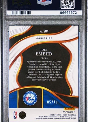 Joel Embiid Gold Disco COURTSIDE /10 PSA 10 2023-24 Select