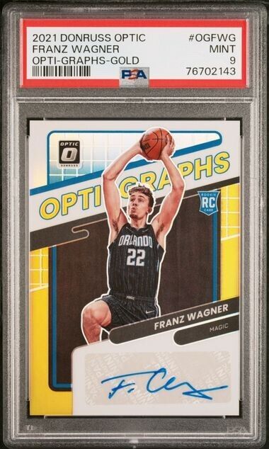 Franz Wagner GOLD /10 RC AUTO Opti-Graphs 2021-22 Donruss Optic PSA 9