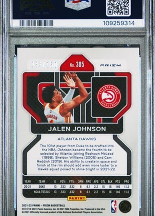 Jalen Johnson Blue Fast Break /150 PSA 10 RC 2021-22 Prizm