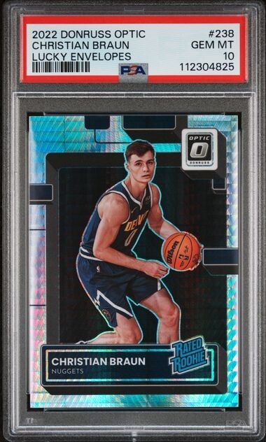 Christian Braun RC Lucky Envelopes /8 PSA 10 2022-23 Donruss Optic POP 1