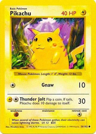 Pikachu 58/102 [Shadowless Red Cheeks] - Base Set (BS) LP