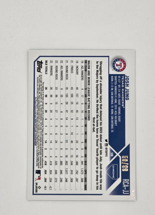 Josh Jung Green MLB Logo /99 RC AUTO 2023 Topps