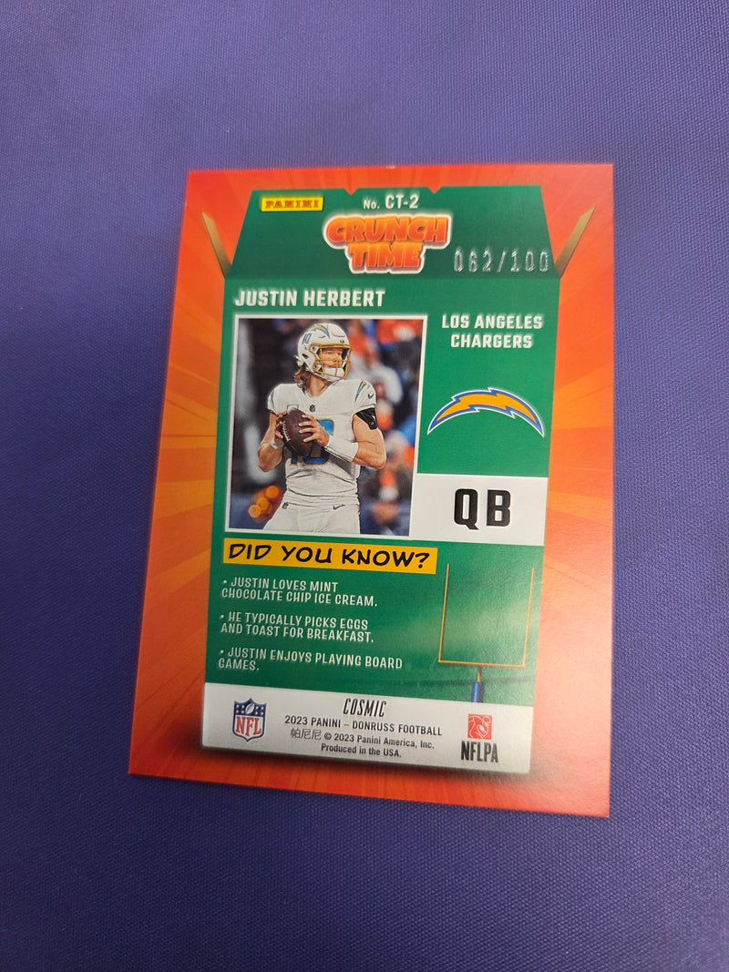 Justin Herbert Crunch Time SSP /100 2023 Donruss