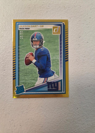 2025 Panini Donruss - Rated Rookie Jaxson Dart #400 Press Proof Gold /50 (RC)