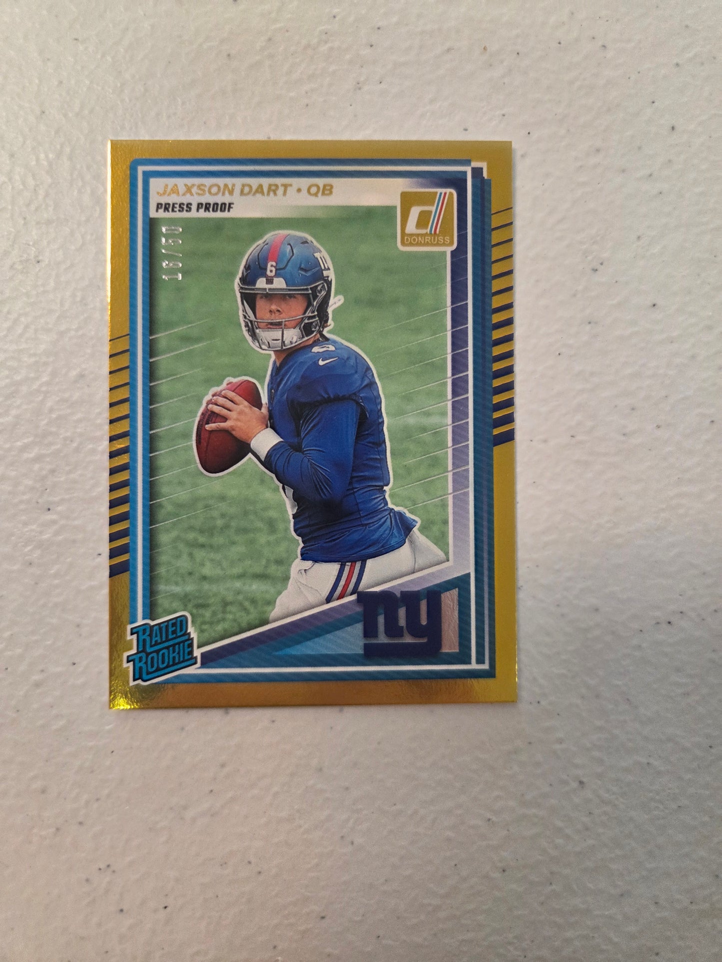 2025 Panini Donruss - Rated Rookie Jaxson Dart #400 Press Proof Gold /50 (RC)