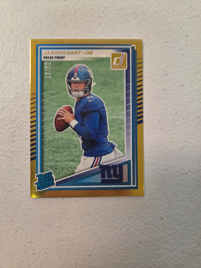 2025 Panini Donruss - Rated Rookie Jaxson Dart #400 Press Proof Gold /50 (RC)