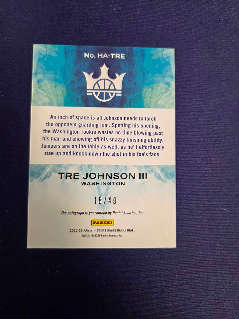 Tre Johnson III Auto RC Red /49 2025-26 Court Kings NM