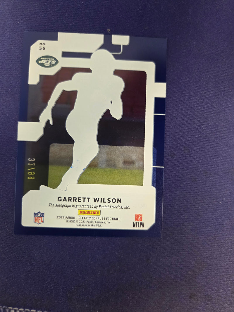 Panini 2022 Clearly Donruss Garrett Wilson Jets Rated Rookie Auto Blue #56 /99