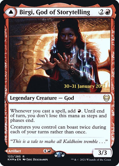 Birgi, God of Storytelling // Harnfel, Horn of Bounty 123 Kaldheim Promos (PKHM) [Foil] NM