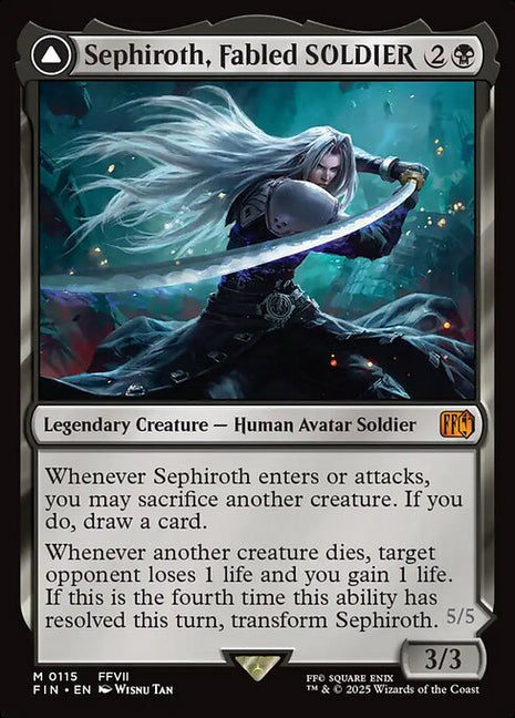 Sephiroth, Fabled SOLDIER // Sephiroth, One-Winged Angel 115 Final Fantasy (FIN) [Nonfoil] NM