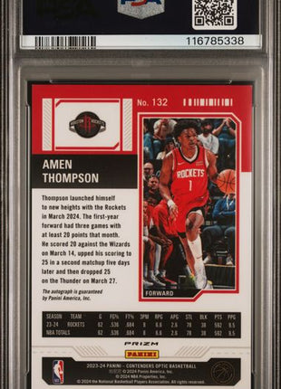 Amen Thompson Red On-Card AUTO RC 2023-24 Contenders Optic PSA 9