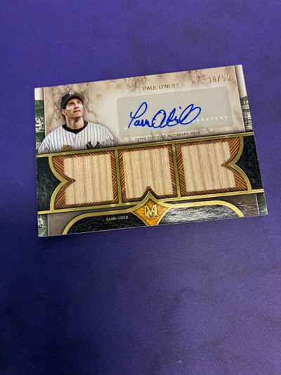 Paul O'Neill [Gold] #SPTRA-PO - 2025 Topps Museum Collection Single-Player Signature Swatch Triple Relic Autograph Baseball NM