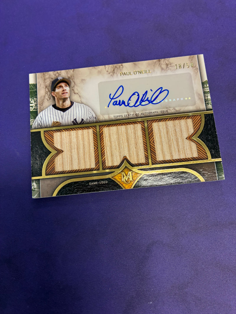 Paul O'Neill [Gold] #SPTRA-PO - 2025 Topps Museum Collection Single-Player Signature Swatch Triple Relic Autograph Baseball NM