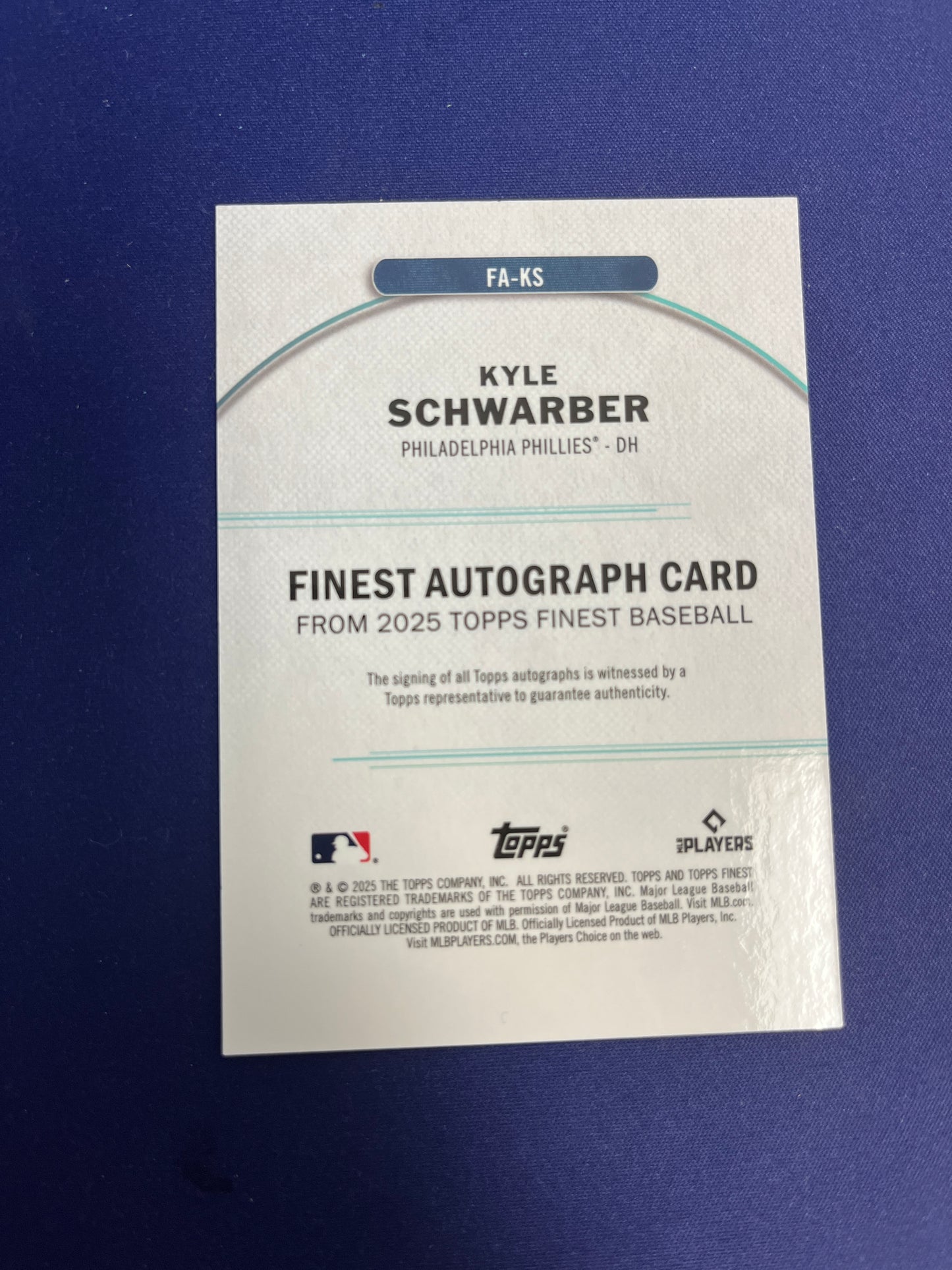 Kyle Schwarber On-Card AUTO 2025 Finest NM