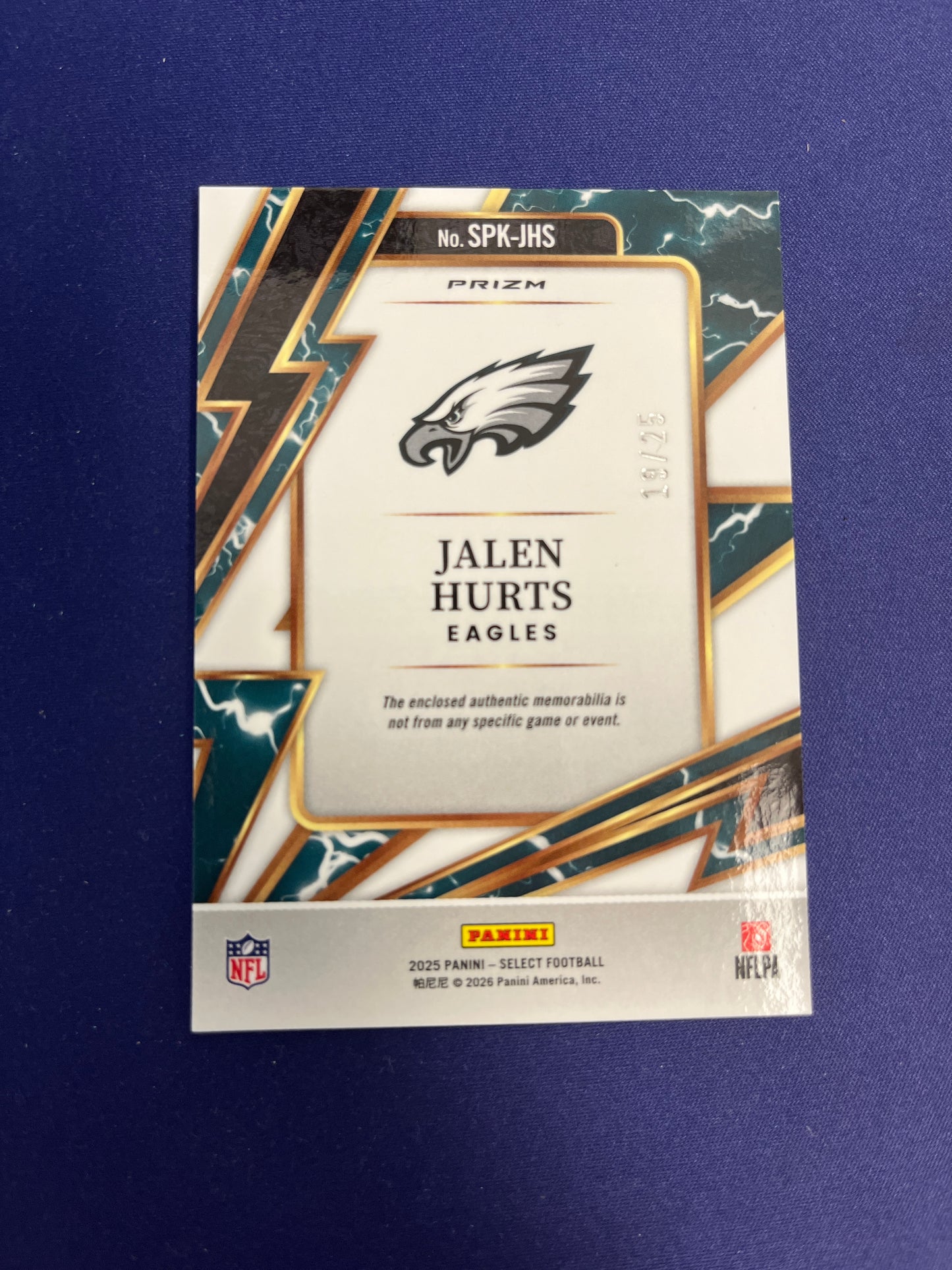 Jalen Hurts 2020 Spectra RPA 3-Color Patch /99 NM