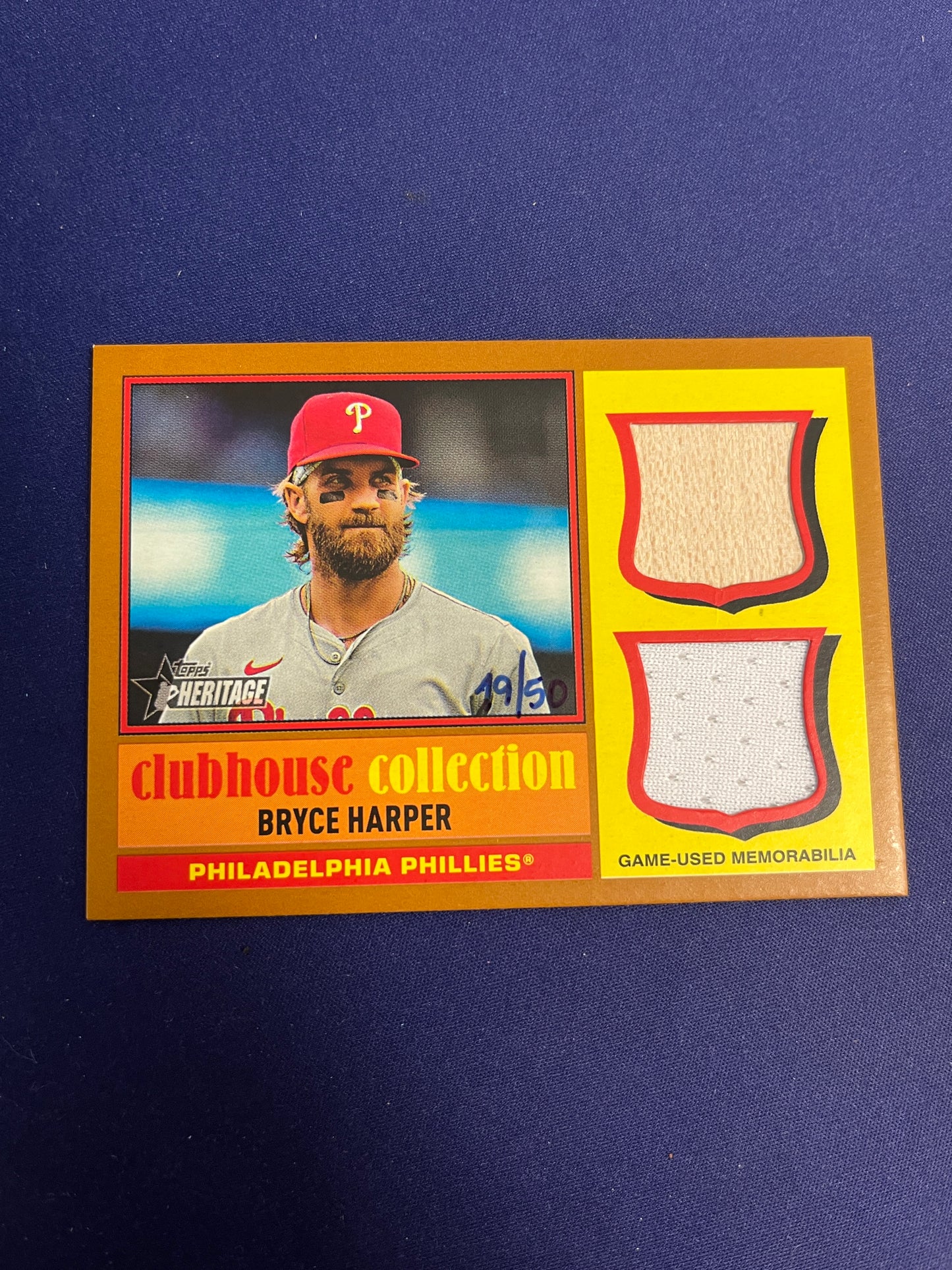 Bryce Harper Clubhouse Collection Dual Relic /50 2025 Heritage NM