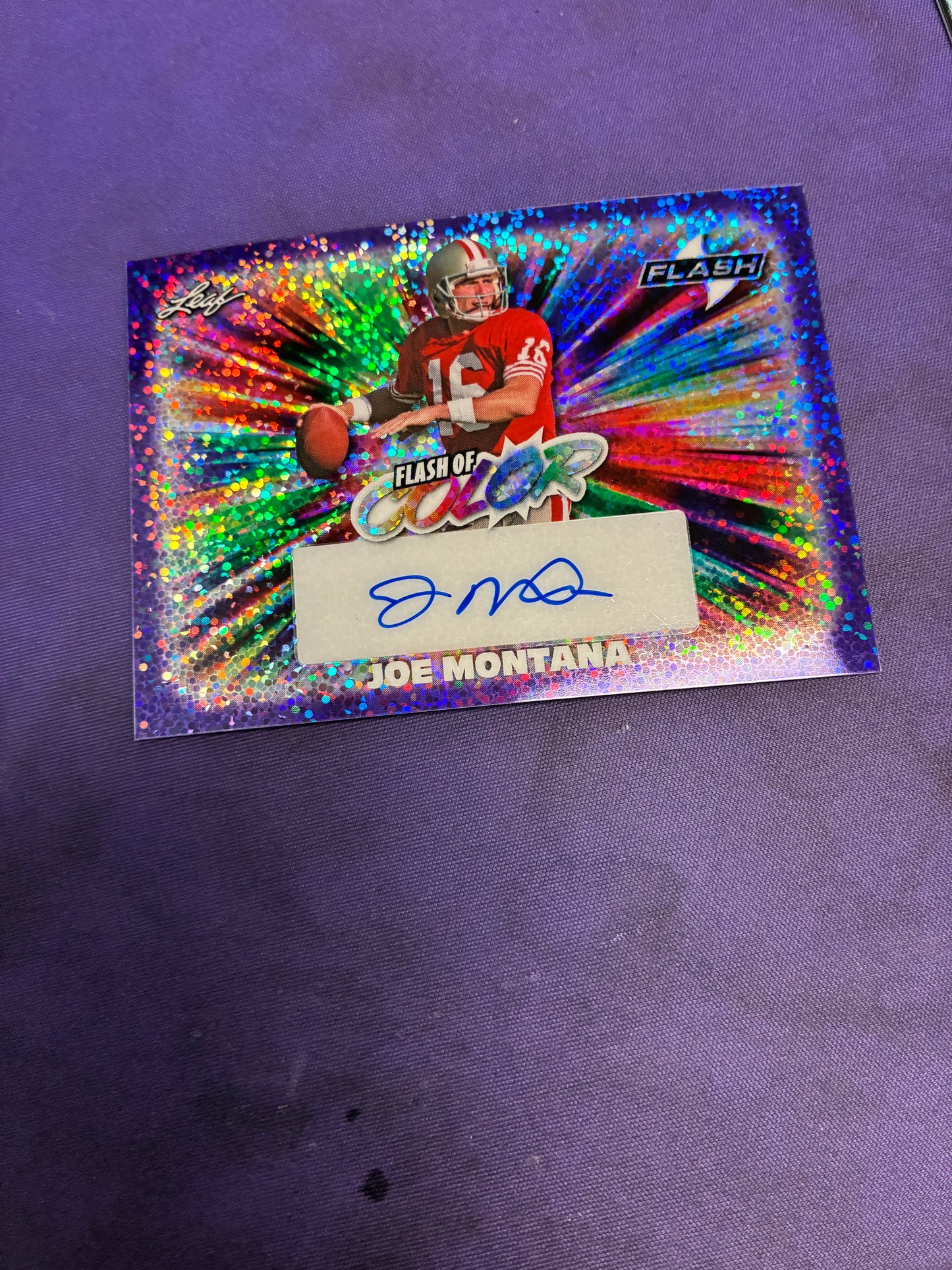 Joe Montana Flash of Color 1/1 AUTO 2025 Leaf NM
