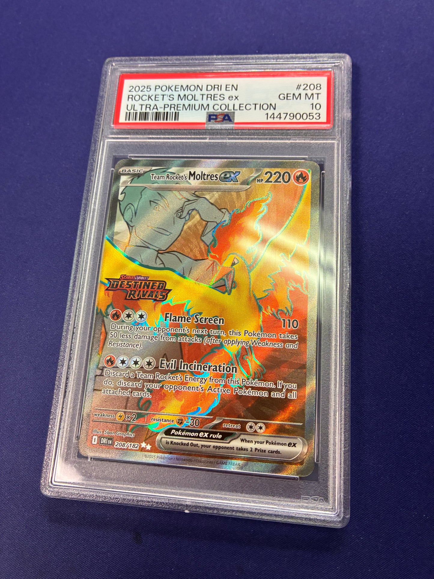 Team Rocket's Moltres ex 208/182 [Stamped] - Destined Rivals (DRI) PSA 10