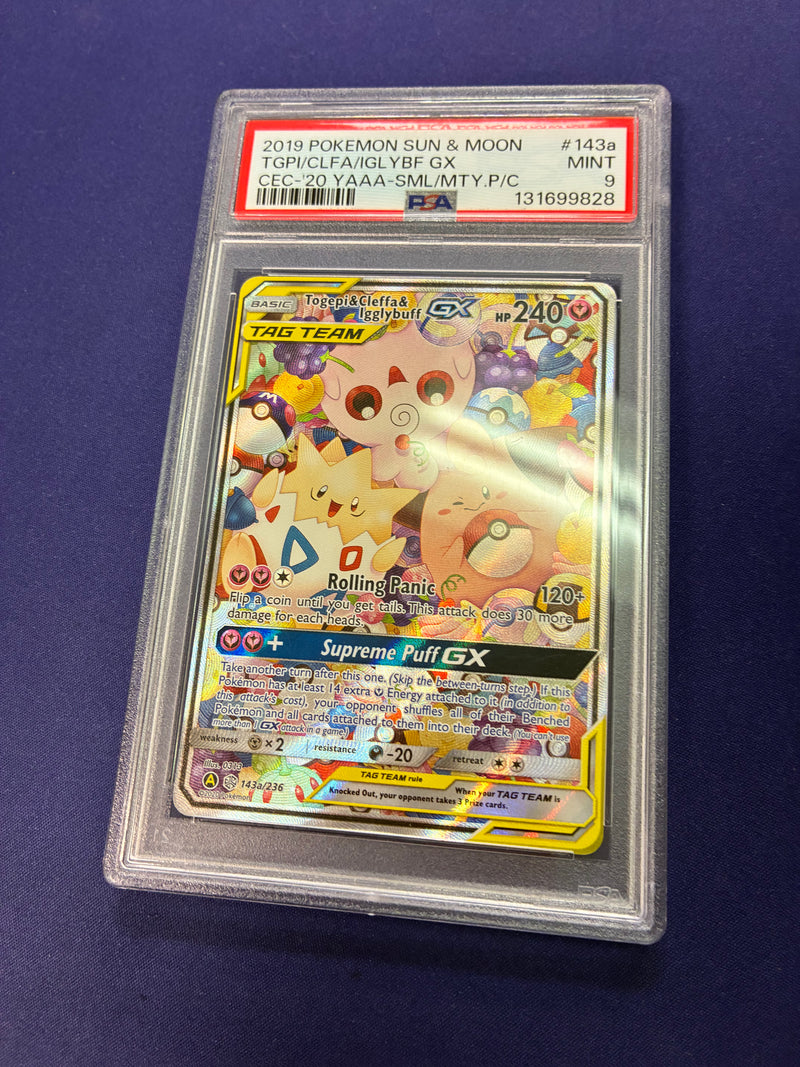 Togepi & Cleffa & Igglybuff GX 143a/236 - Cosmic Eclipse (CEC) PSA 9