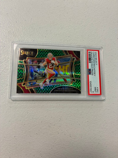 Christian McCaffrey Dragon Scale /70 PSA 9 2023 Select NM