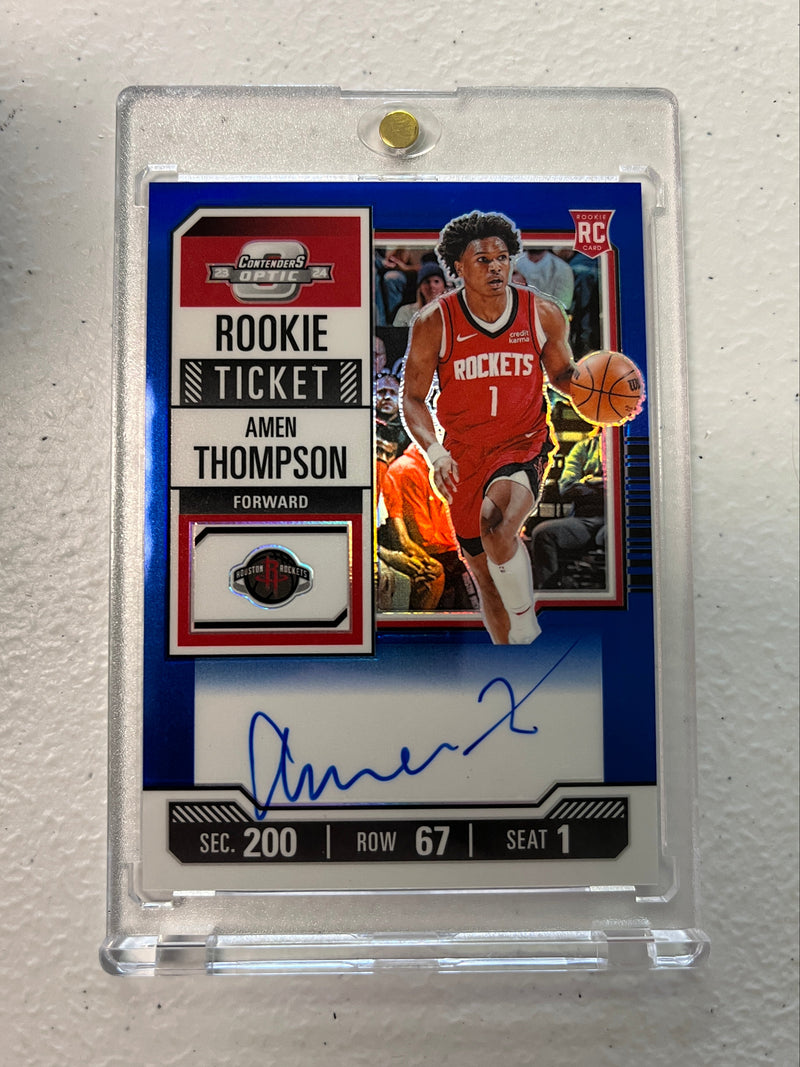 Amen Thompson #132 2023 Contenders Optic Rookie Ticket Auto Blue /49 NM