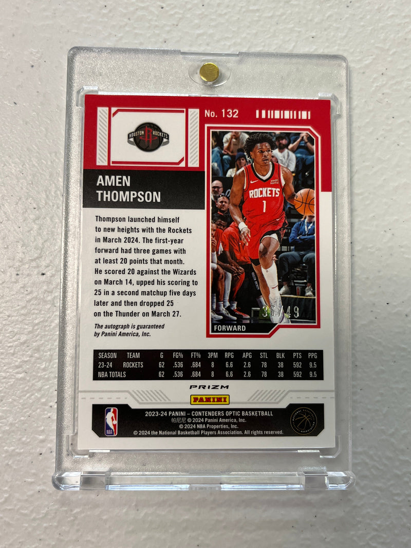 Amen Thompson #132 2023 Contenders Optic Rookie Ticket Auto Blue /49 NM